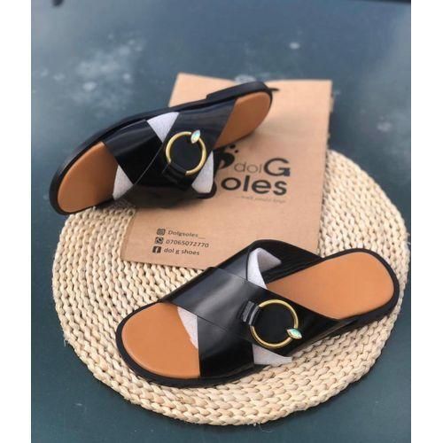 Men's Criss Cross Leather Palm Slippers