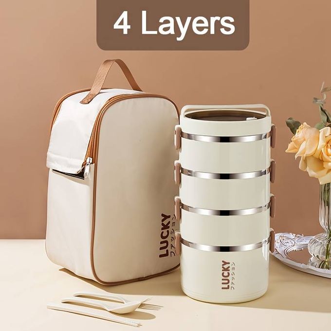 3 Layer Lunch Box, Stainless Steel Insulated Lunch Box