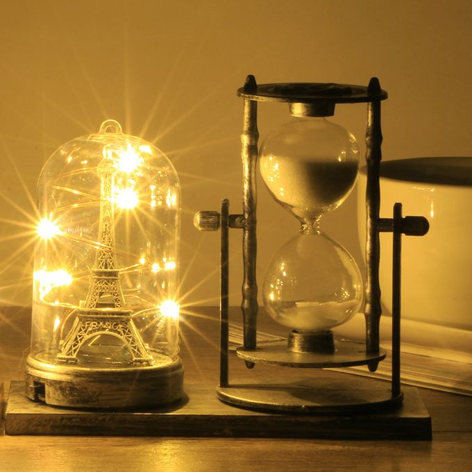 Hourglass Night Light With Paris Tower Light